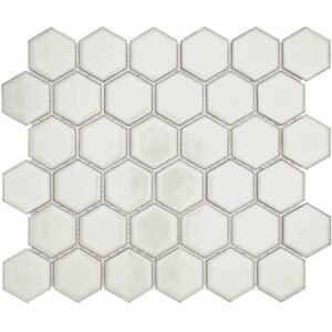 Barcelona Mozaiek Tegel Hexagon - Zacht wit met rand Porselein Geglazuurd 281x325mm