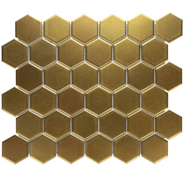 Barcelona Mozaiek Tegel Hexagon- Goud Porselein Geglazuurd 281x325 mm