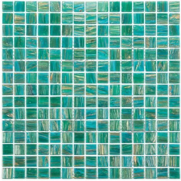 Amsterdam Mozaiek Tegel Vierkant - Turquoise Glas Goud Serie 322x322 mm