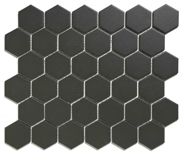 London Mozaiek Tegel Hexagon - Zwart Porselein Ongeglazuurd, R11 281x325 mm