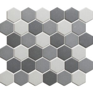 London Mozaiek Tegel Hexagon - Donker Grijs Mix Porselein Ongeglazuurd, R11 281x325 mm