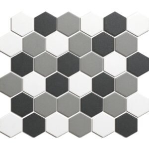 London Mozaiek Tegel Hexagon - Contrast Mix Ongeglazuurd, R11 281x325 mm