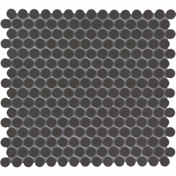 London Mozaiek Tegel Rond - Zwart Porselein Ongeglazuurd, R11 315x294 mm