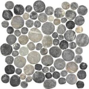 Coins Mozaiek Tegel Round - Antracite Marmer Ongeglazuurd 300x300mm