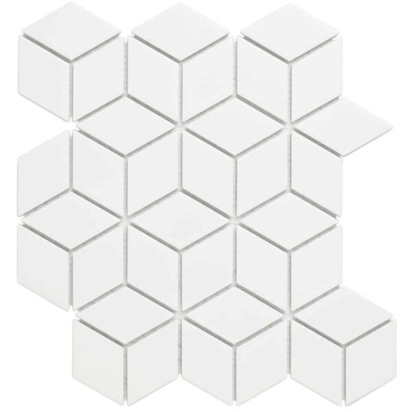 Paris Mozaiek Tegel Cubic - Wit Porselein Geglazuurd 266x305 mm