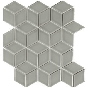 Paris Mozaiek Tegel Cubic - Licht grijs Porselein Geglazuurd 266x305 mm