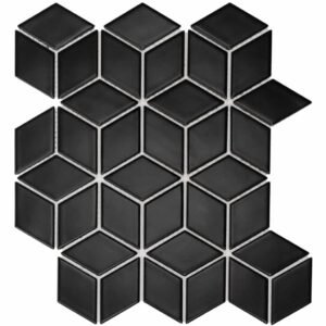 Paris Mozaiek Tegel Cubic - mat Zwart Porselein Geglazuurd 266x305 mm