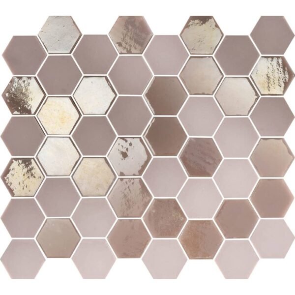 Valencia Mozaiek Tegel Hexagon- Roze Glas Recycled 278x325 mm