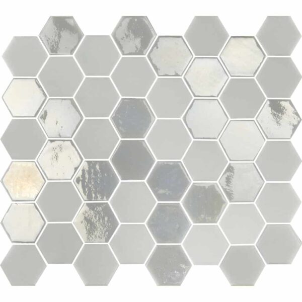 Valencia Mozaiek Tegel Hexagon- Wit Glas Recycled 278x325 mm