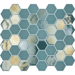 Valencia Mozaiek Tegel Hexagon- Turquoise Glas Recycled 278x325 mm
