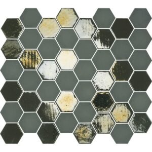 Valencia Mozaiek Tegel Hexagon- Kaki Glas Recycled 278x325 mm