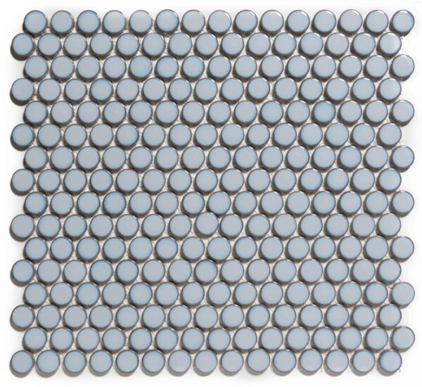 Venice Pennyround Mozaiek Tegel Rond - Blauw Grijs met rand Porselein Geglazuurd 315x294 mm