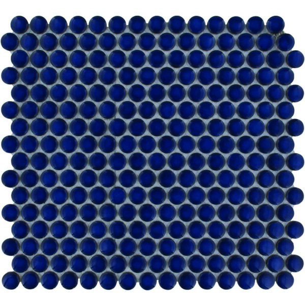 Venice Pennyround Mozaiek Tegel Rond - Blauw Porselein Geglazuurd 315x294 mm