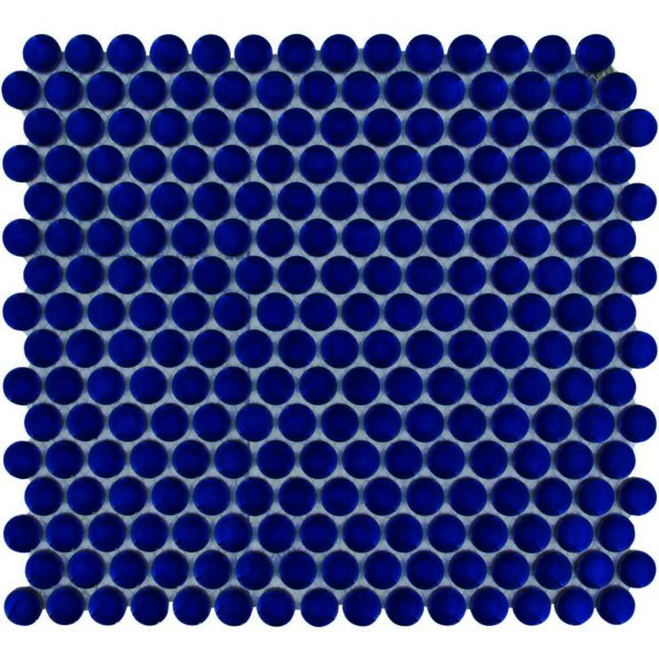 Venice Pennyround Mozaiek Tegel Rond - Kobalt Blauw Porselein Geglazuurd 315x294 mm
