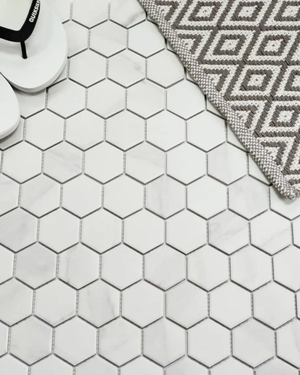 amh13003 hexagon carrara white marble