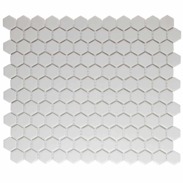 London Mozaiek Tegel Hexagon - Super Wit Porselein Ongeglazuurd, R11 260x300 mm