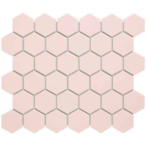 the mosaic factory barcelona mozaiektegel 5.1x5.9x0.6cm wandtegel voor binnen en buiten hexagon porselein glans roze sw471154