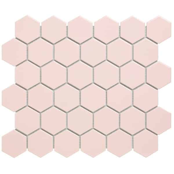 the mosaic factory barcelona mozaiektegel 5.1x5.9x0.6cm wandtegel voor binnen en buiten hexagon porselein glans roze sw471154