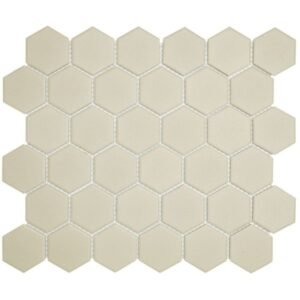 London Mozaiek Tegel Hexagon - Wit Porselein Ongeglazuurd, R11 281x325 mm